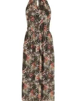 Tropical Palm Tie Neck Dress -Out Shino Sales Store 201972
