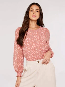 Irregular Dot Long Sleeves Top