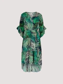 Tropical Leaf Ruffle Dress -Out Shino Sales Store 5051839592438 cutout