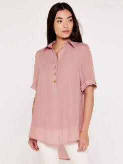 Slub Shimmer Turn Up Top