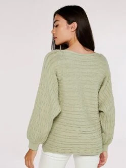 Aran Stripe Batwing Jumper -Out Shino Sales Store 5051839629578 3