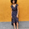 Botanical Ruffle Wrap Dress