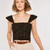 Ditsy Shirred Crop Top