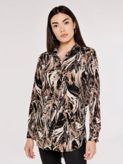 Marble Print Plisse Shirt -Out Shino Sales Store 5051839657212 2