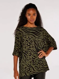 Zebra Leopard Batwing Top