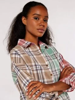 Patchwork Plaid Shirt -Out Shino Sales Store 5051839674561 3