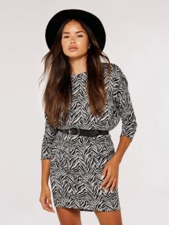Zebra Cocoon Mini Dress -Out Shino Sales Store 5051839683037 2