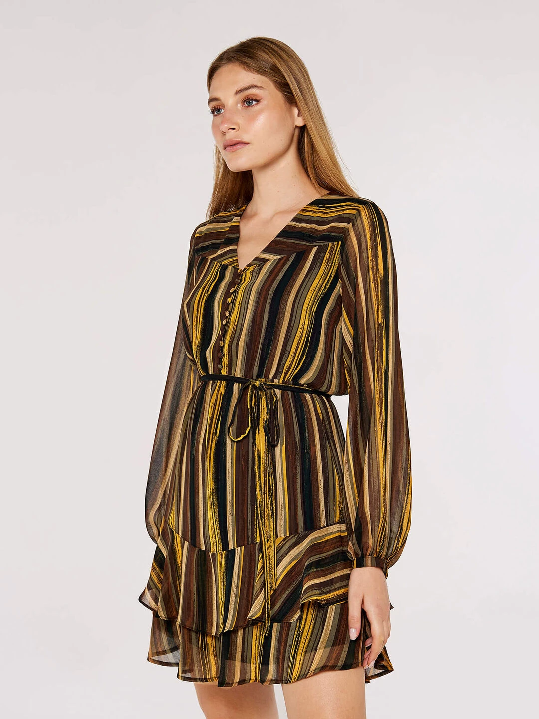 Striped Ruffle Mini Dress 2 Striped Ruffle Mini Dress - Image 2