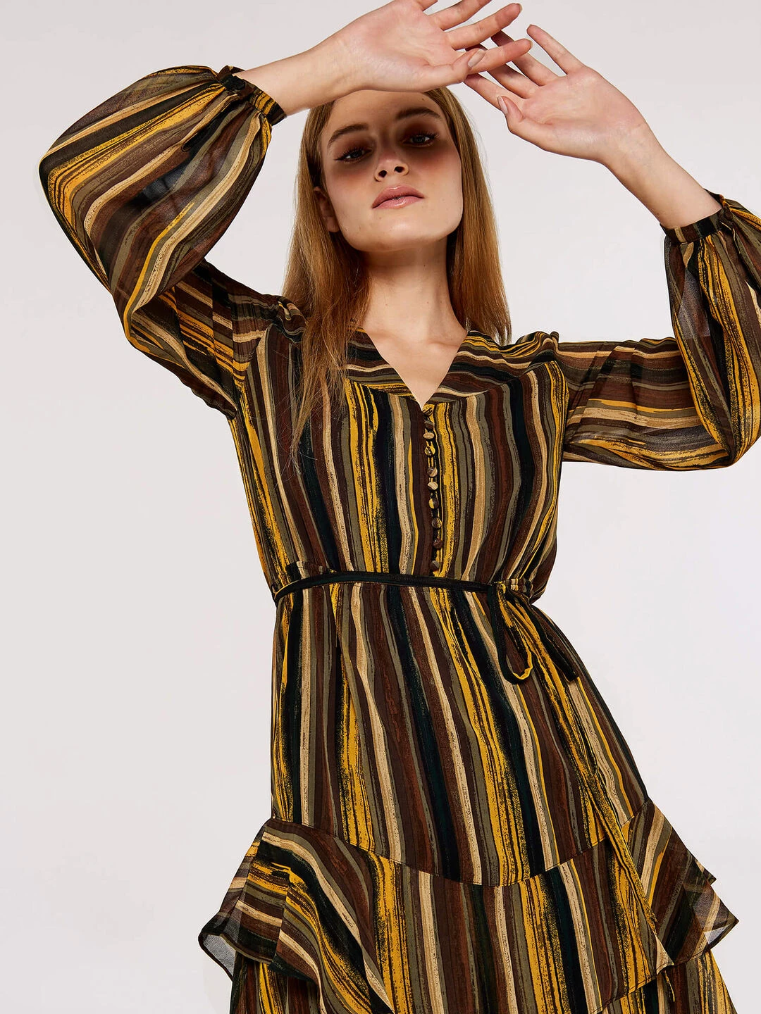 Striped Ruffle Mini Dress 3 Striped Ruffle Mini Dress - Image 3