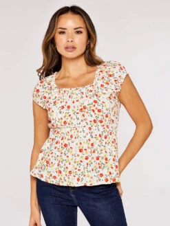 Ditsy Milkmaid Top