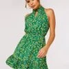 Ditsy Halter Mini Dress