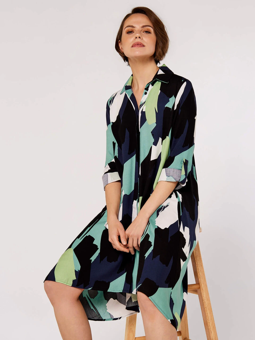 Brushstroke Print Mini Dress 2 Brushstroke Print Mini Dress - Image 2