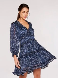 Textured Dot Ruffle Dress