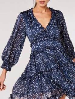Textured Dot Ruffle Dress -Out Shino Sales Store 5051839703278 2