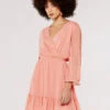 Crinkle Chiffon Wrap Mini Dress