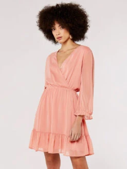 Crinkle Chiffon Wrap Mini Dress