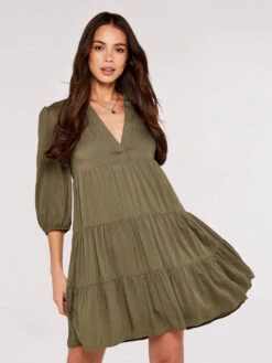 Herringbone Tiered Mini Dress