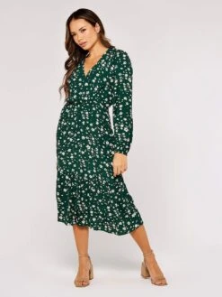 Floral Wrap Midi Dress