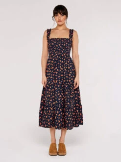 Ditsy Smocked Midi Dress