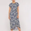 Brushstroke Print Midi Dress