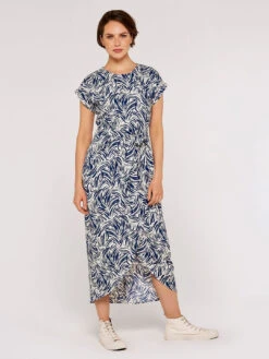 Brushstroke Print Midi Dress