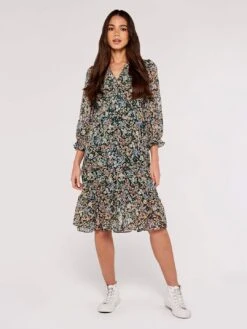 Ditsy Ruffle Chiffon Dress