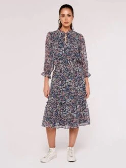 Watercolour Floral Midi Dress -Out Shino Sales Store 5051839707375 2