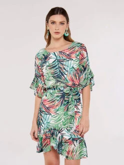 Painterly Tropical Mini Dress