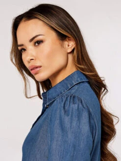 Ruffle Denim Swing Mini Dress -Out Shino Sales Store 5051839718074 2