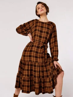 Textured Check Midi Dress 6 Textured Check Midi Dress -Out Shino Sales Store 5051839718432