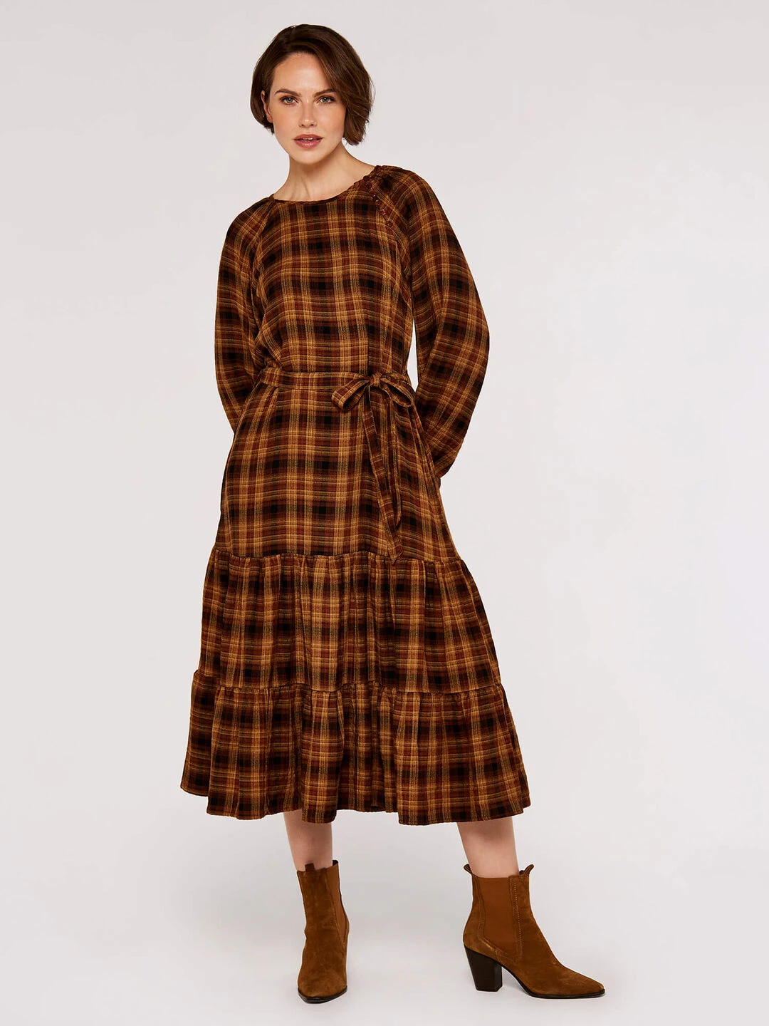 Textured Check Midi Dress 3 Textured Check Midi Dress - Image 3