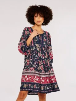 Folk Border Mini Dress