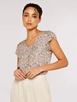 Watercolour Tulip Sleeve Top