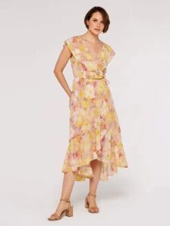 Floral Ruffle Wrap Dress