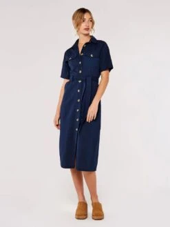 Linen Safari Midi Dress