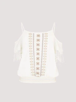 Embriodered Cut-Out Shoulder Top -Out Shino Sales Store 5051839731745 cutout