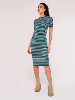 Multi Stripe Knitted Midi Dress