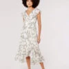 Leaf Ruffle Midi Dress