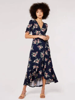 Floral Wrap Midi Dress