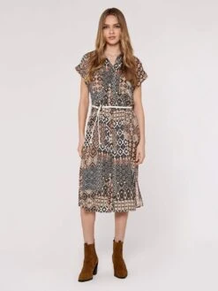 Ikat Patchwork Midi Dress