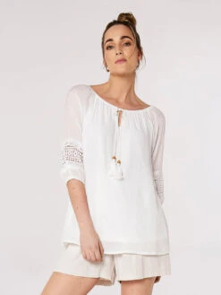 Crochet Detailled Slub Top