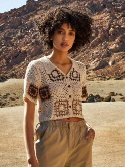 Tonal Granny Square Top