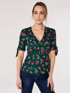 Floral Bow Detail Top