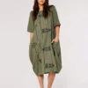 Printed Cocoon Midi Dress