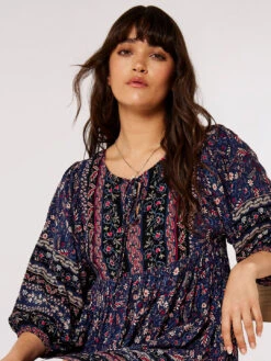 Folk Border Print Dress -Out Shino Sales Store 5051839761469 2