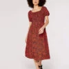Ditsy Puff Sleeve Midi Dress
