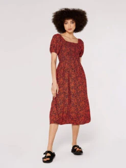 Ditsy Puff Sleeve Midi Dress -Out Shino Sales Store 5051839761537 2