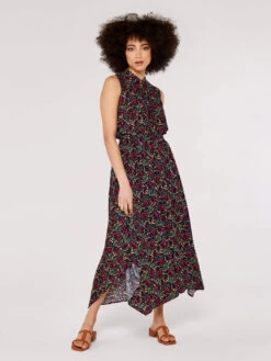 Floral Hanky Hem Midi Dress