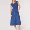 Polkadot Smocked Midi Dress