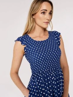 Polkadot Smocked Midi Dress -Out Shino Sales Store 5051839784017 2